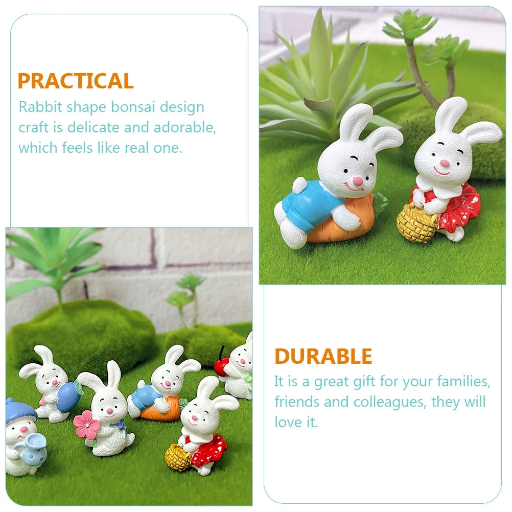 12 Pcs Resin Rabbit Ornament Mini Dollhouse Accessories J893