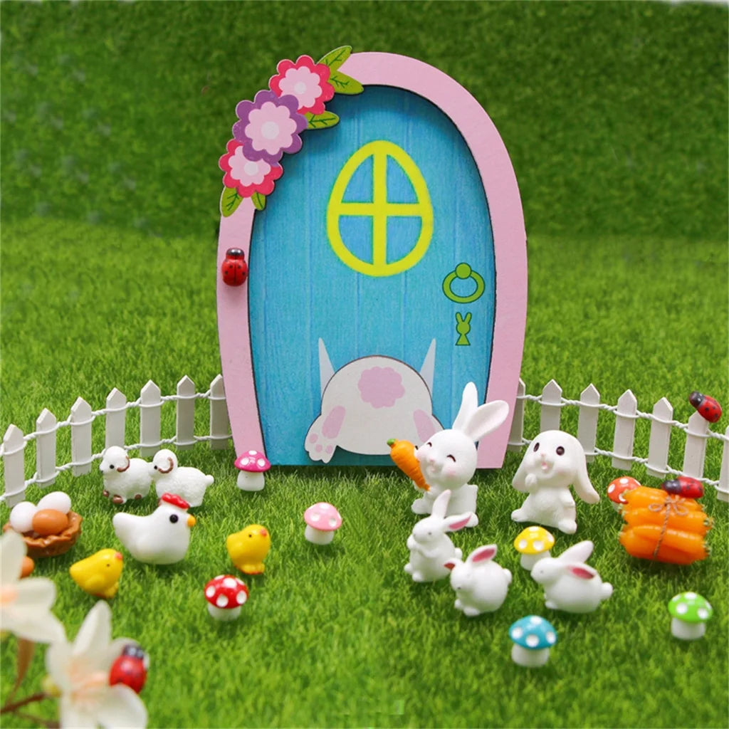 Dollhouse Miniature Easter Rabbit Garden Chick Door I766