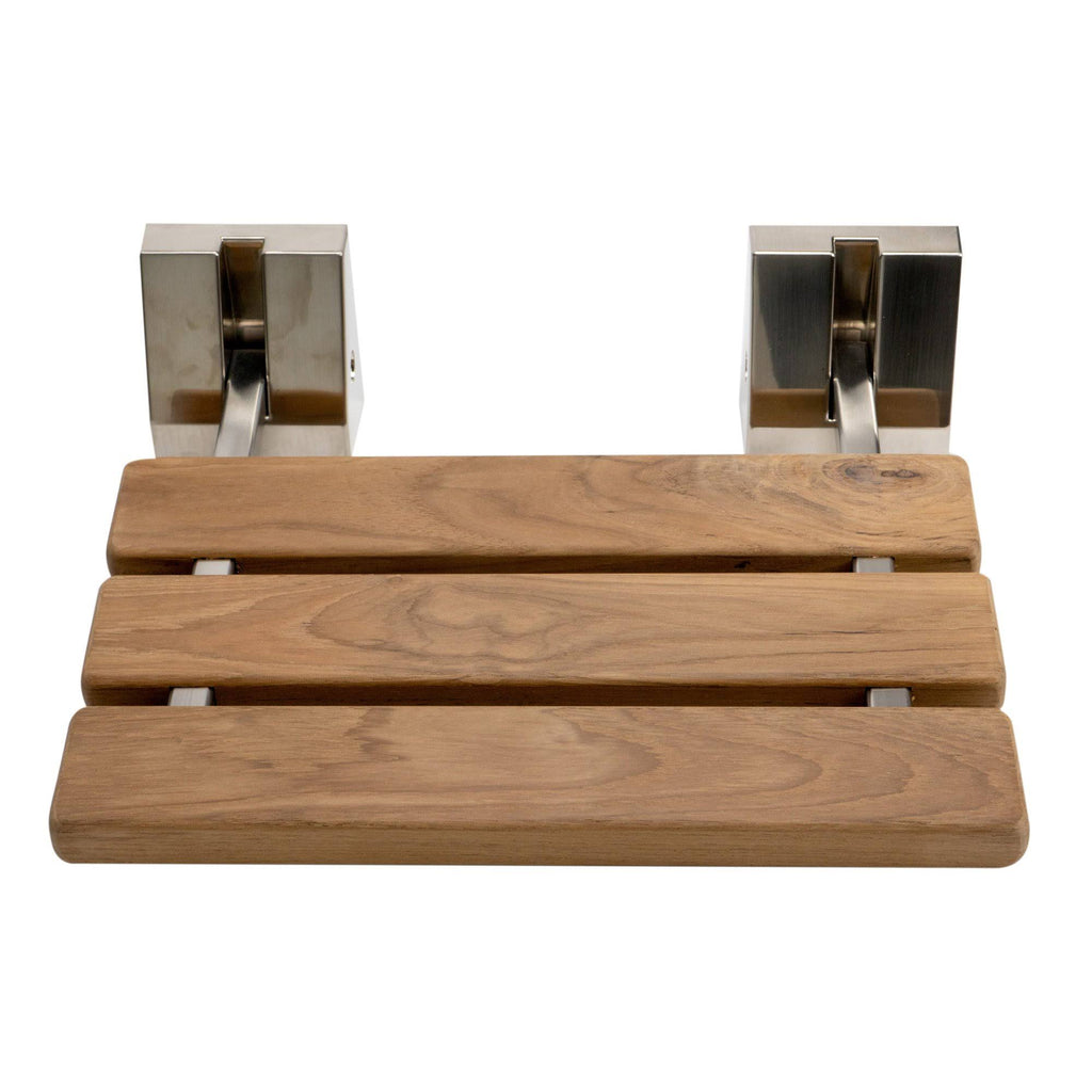 Brushed Nickel 16x22 Folding Teak Wood Shower Seat Bench K6046