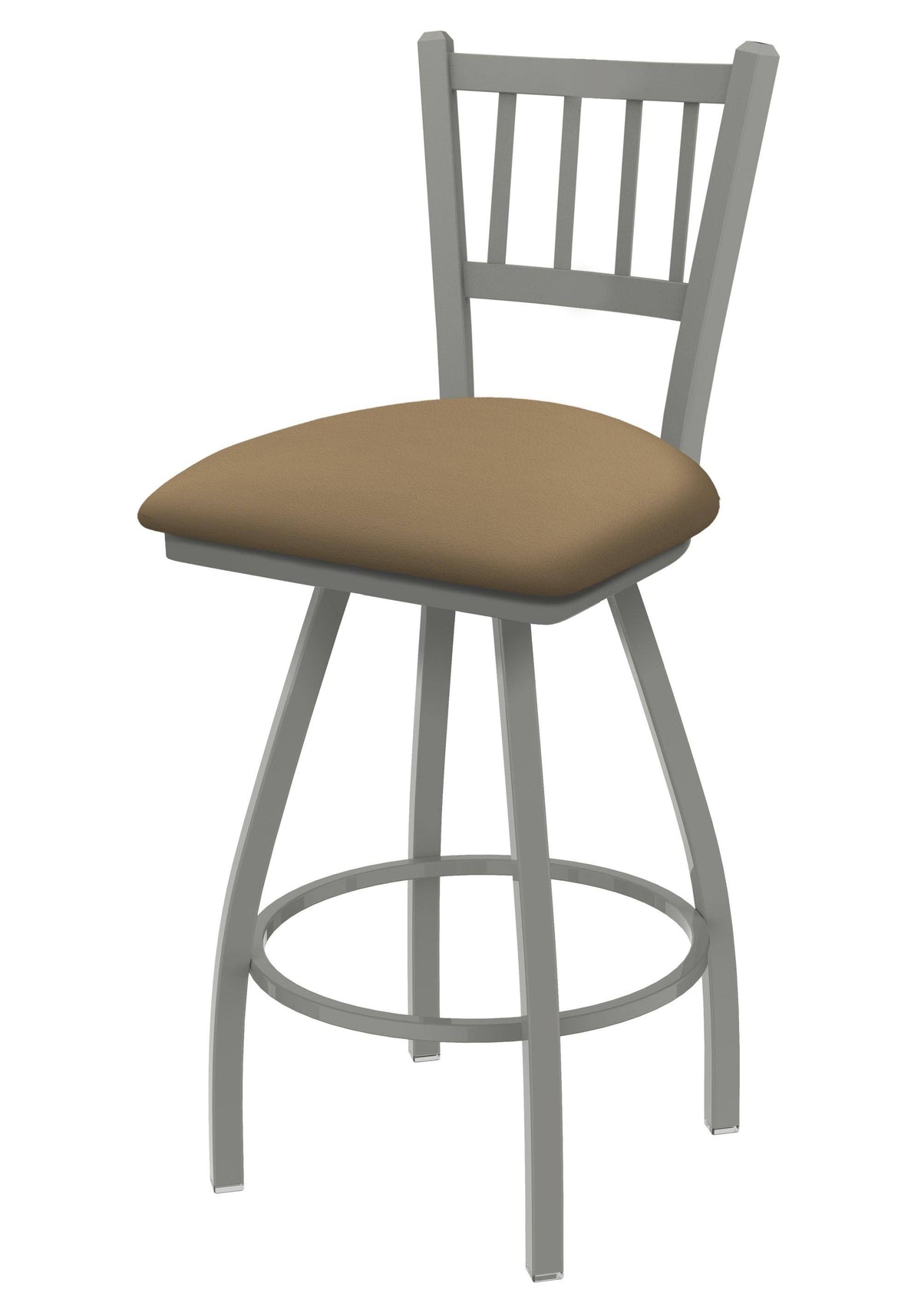 Swivel Bar Stool with Anodized Nickel Finish and Canter Sand Seat O307349
