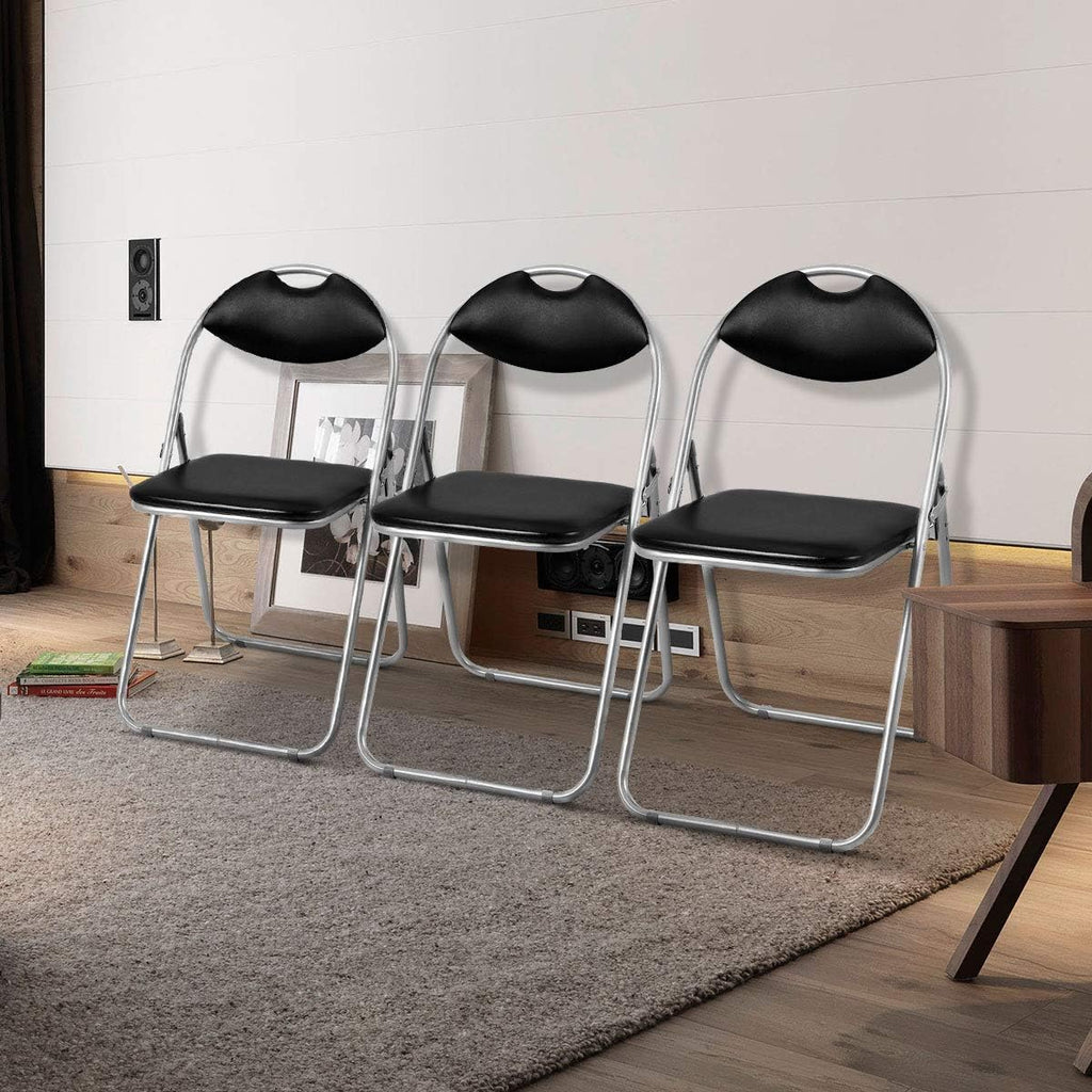 6 Pack Aluminum Folding Chairs with Padded Seats and Carrying Handle, Black L322