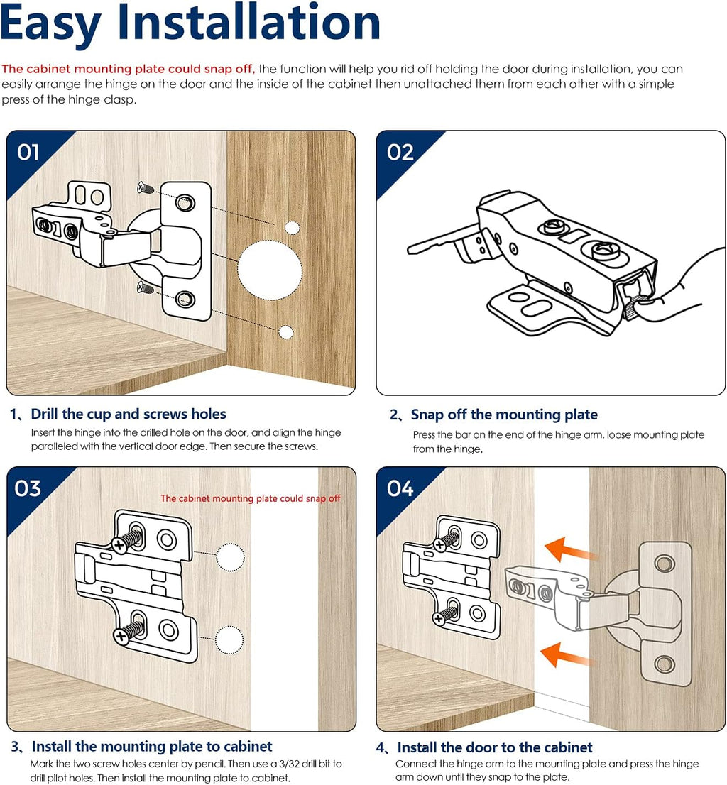 50 Pack 25 Pairs Soft Close Full Overlay Cabinet Door Hinges F431104