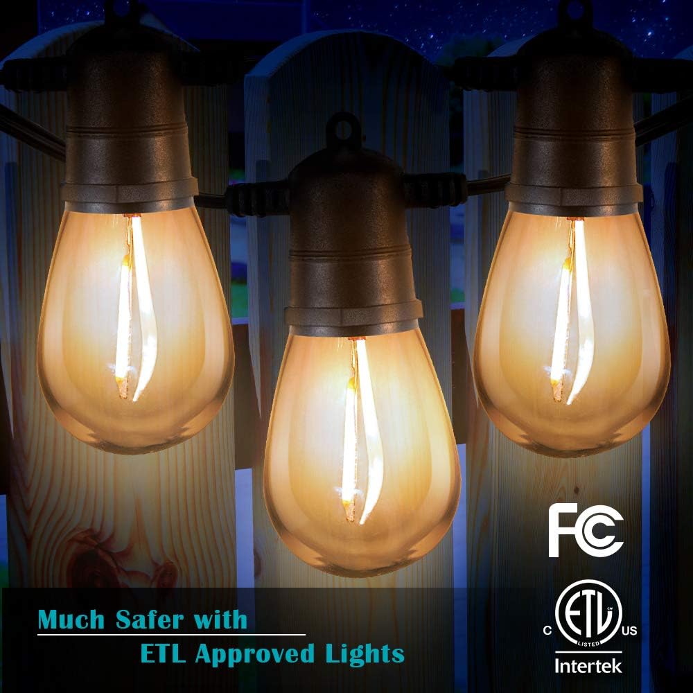 96 FT WarmWhite LED Outdoor String Lights, 34 Bulbs, 2 Pack 48FT B77947