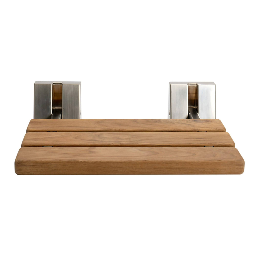 Brushed Nickel 16x22 Folding Teak Wood Shower Seat Bench K6046