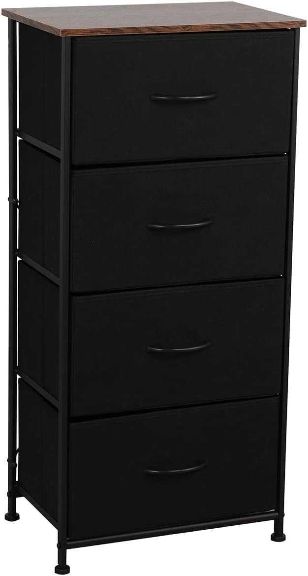 Black/Rustic Brown 4 Drawer Fabric Dresser H586703