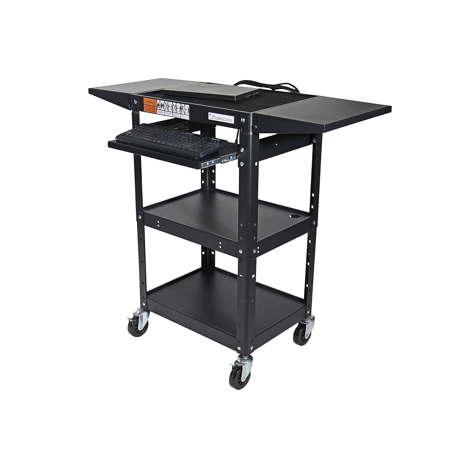 Black Metal Rolling Storage Cart with Adjustable Shelves T8975