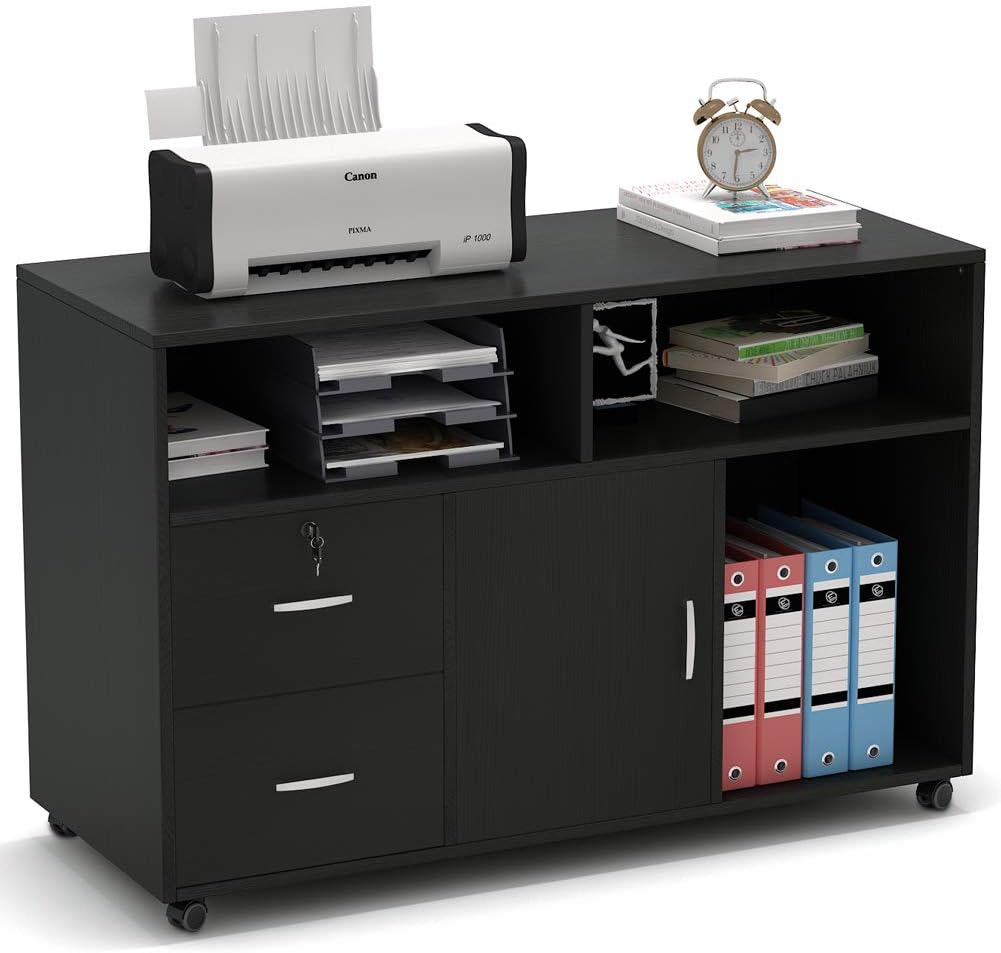 White 2 Drawer Wood File Cabinet with Locks and Wheels G985638