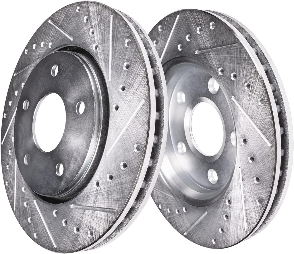 Front Rear Drilled & Slotted Rotors + Brake Pads Replacement 10pc Set D7866