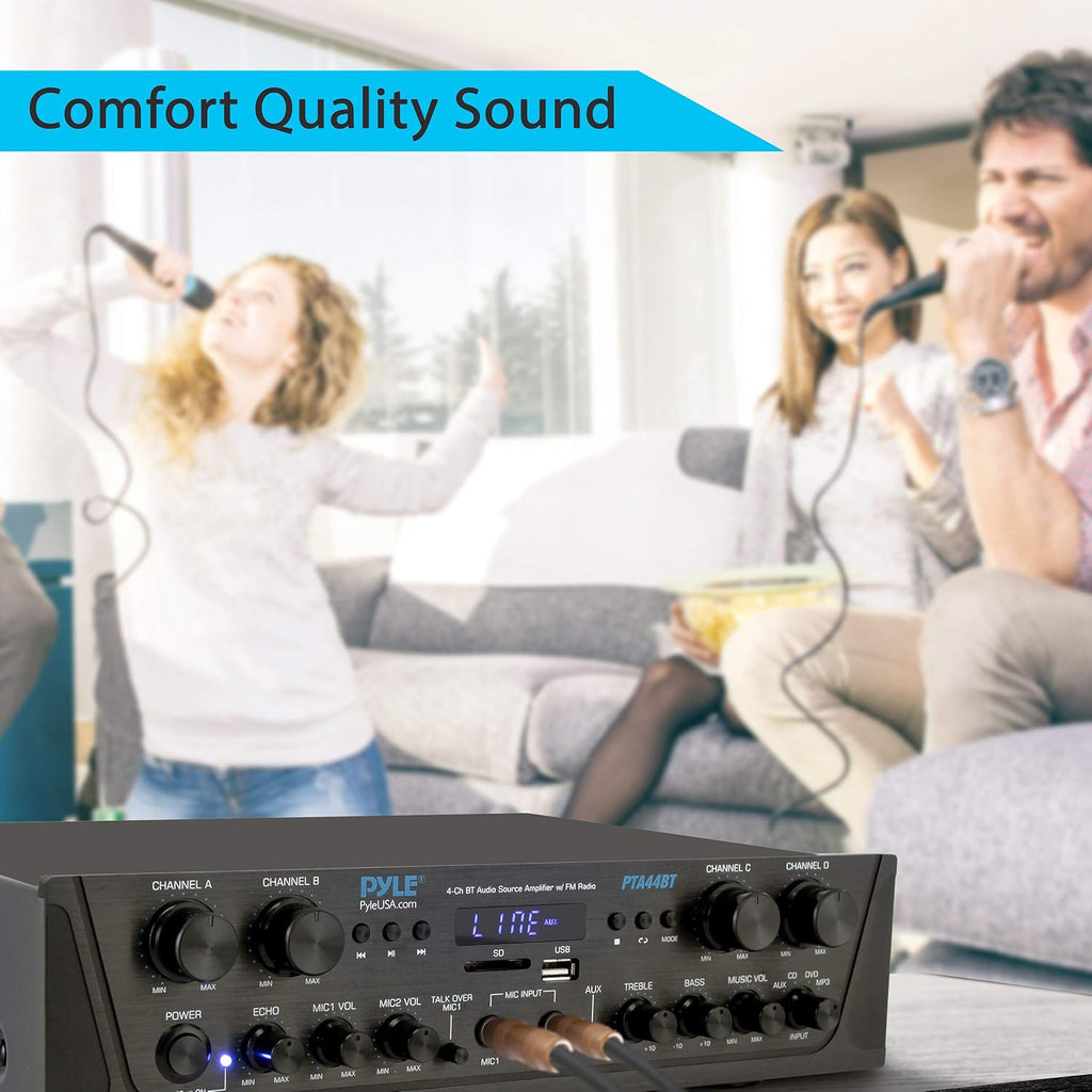 500W 4 Channel Stereo Bluetooth Amplifier with USB, FM, Microphone in A605