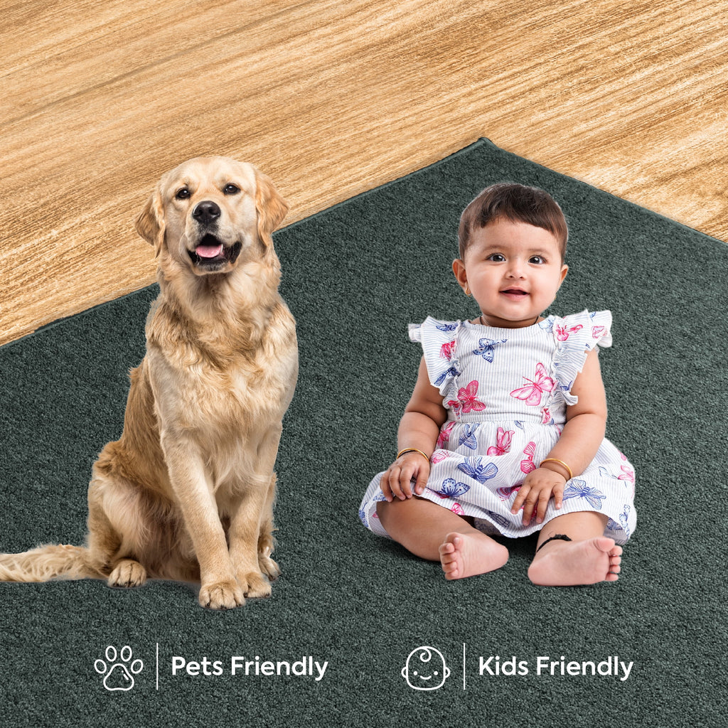 Teal Solid Color Runner Rug K2468