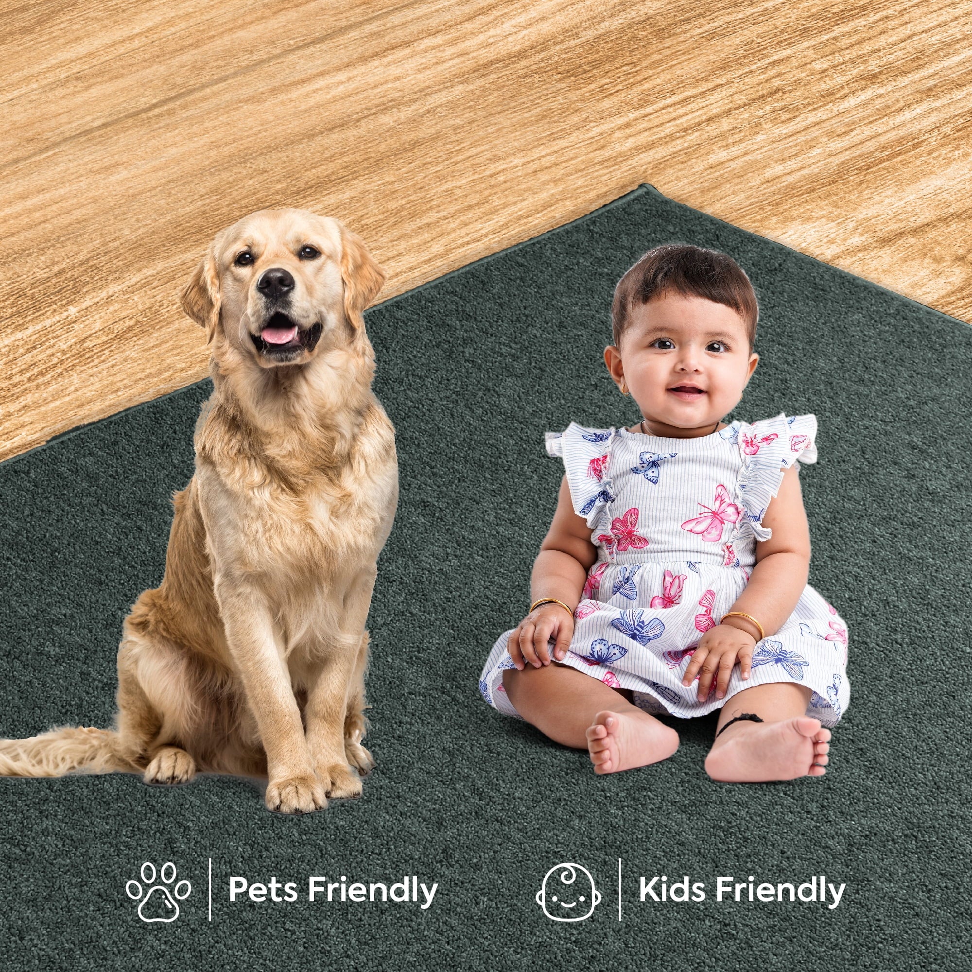 Teal Solid Color Runner Rug K2468