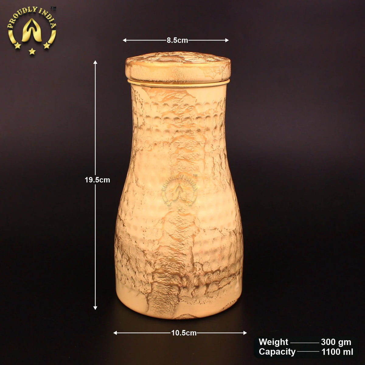 White Copper Water Bottle 1 Liter with 2 Glasses J242324