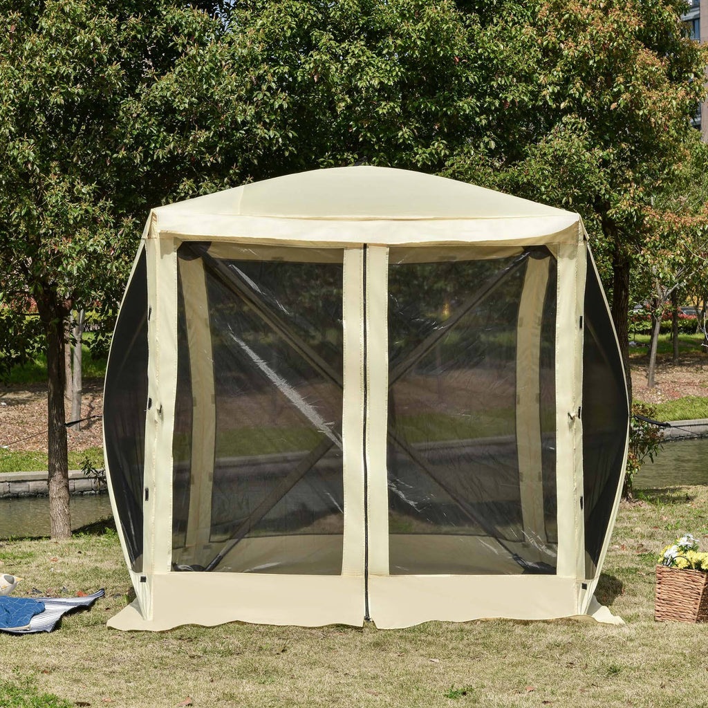 Beige Pop Up Camping Canopy Tent with Carry Bag J15047