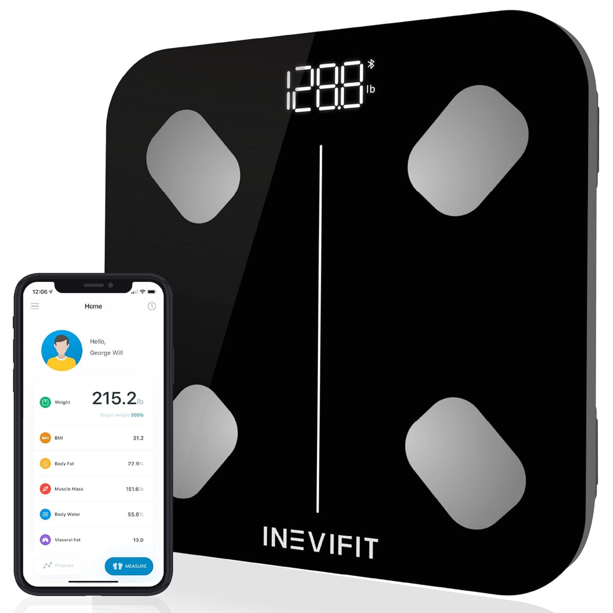 Smart Body Fat Scale Bluetooth Digital Bathroom Body Composition Analyzer F881745