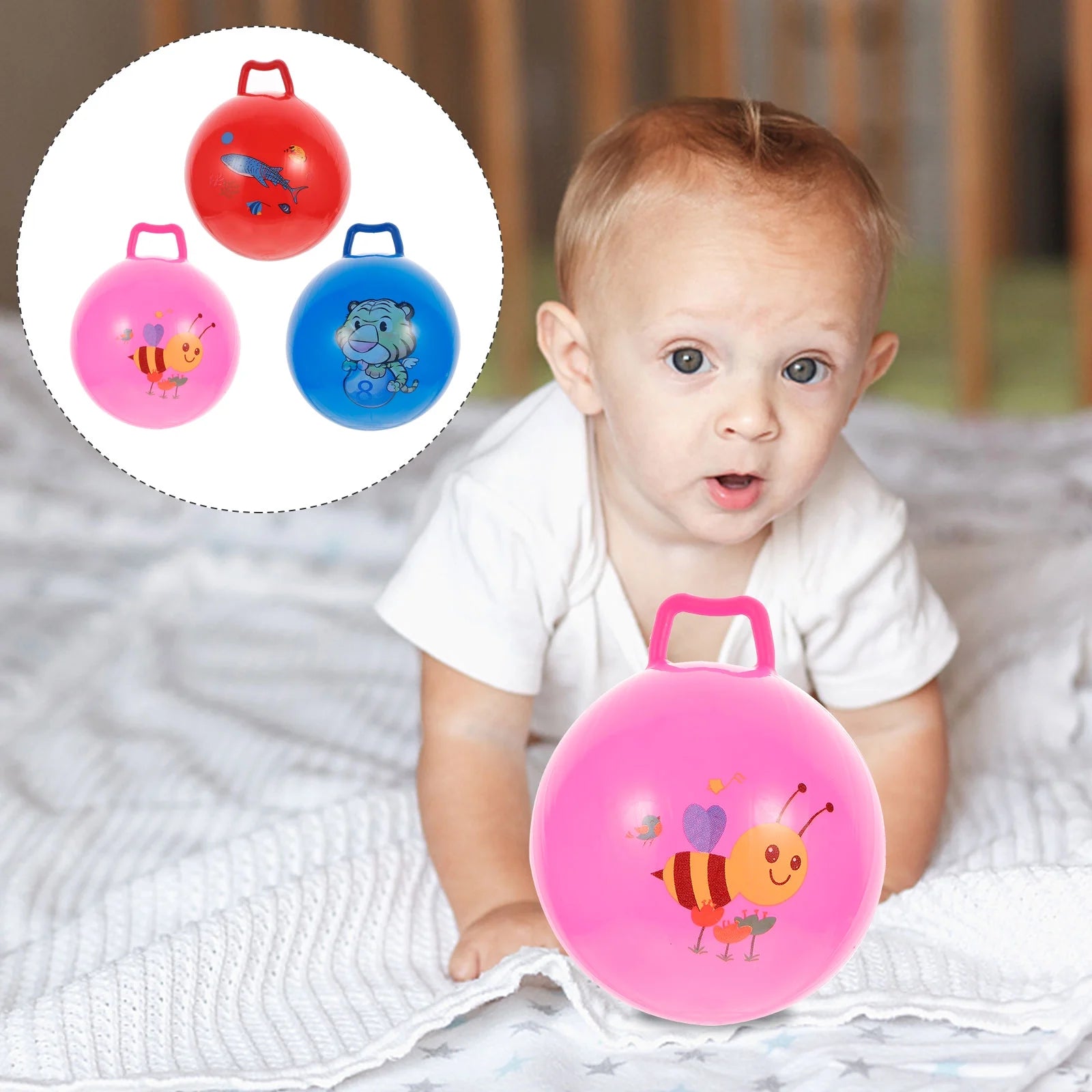 3Pcs Inflatable Hopper Balls with Handle U8524