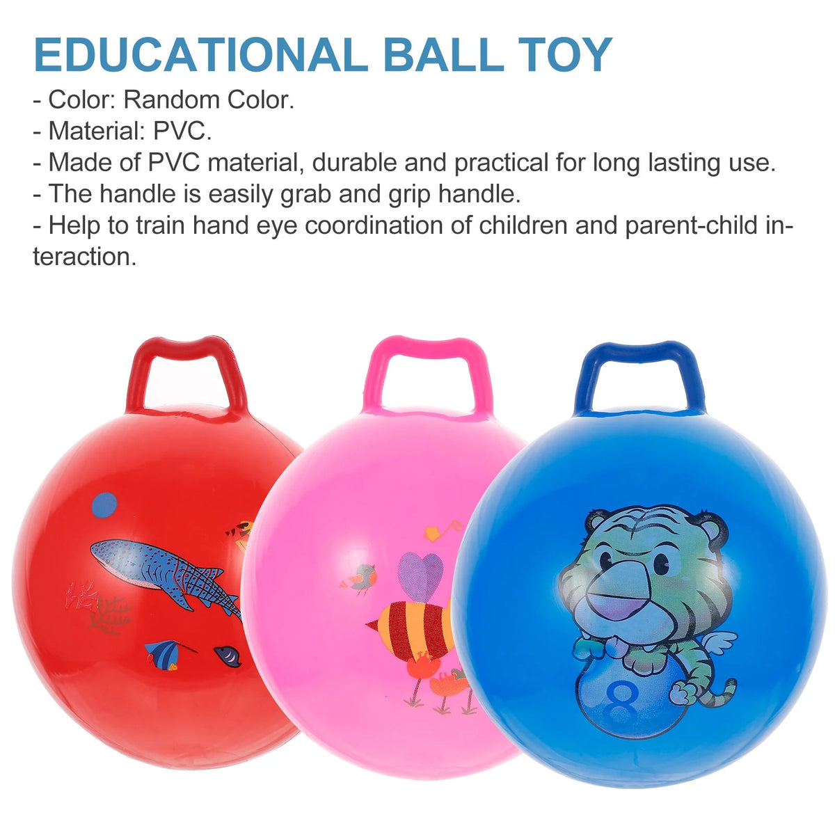 3Pcs Inflatable Hopper Balls with Handle U8524