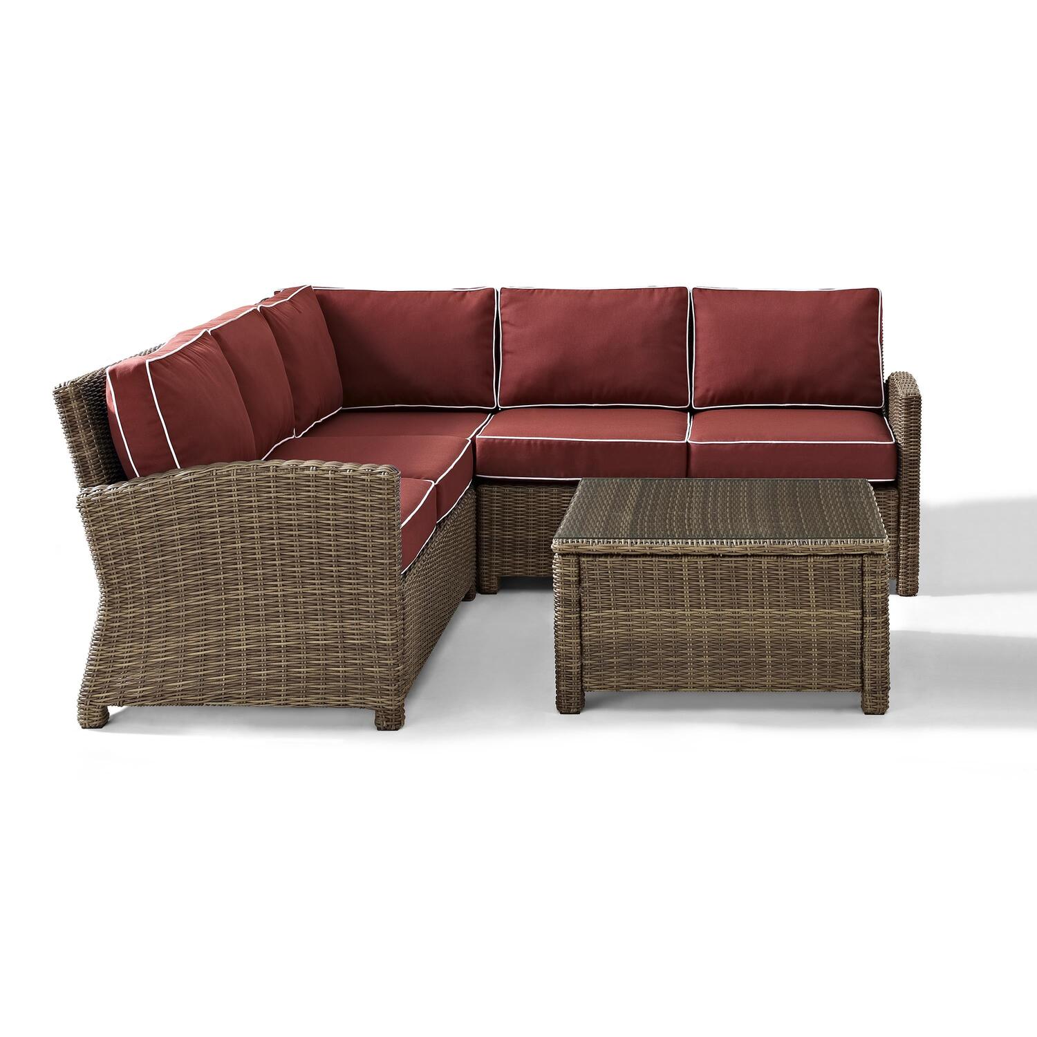 4Pc Outdoor Wicker Sectional Set Sangria Weathered Brown W840