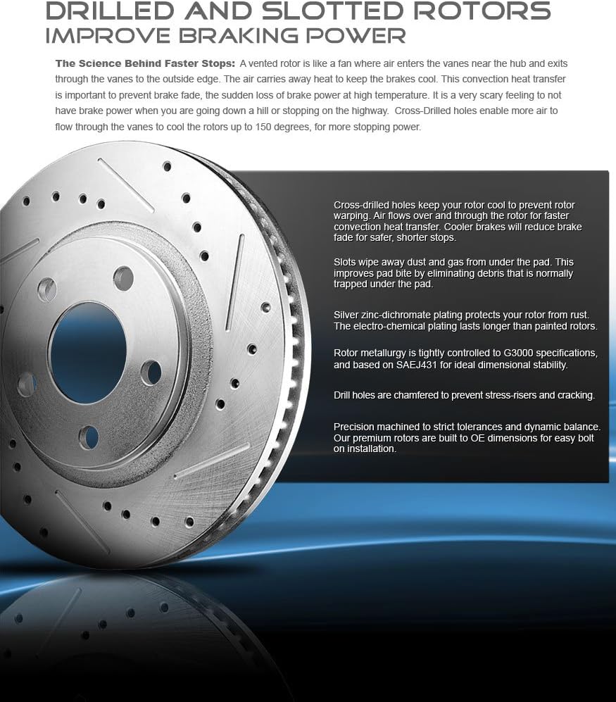 FRONT 287mm 6 Lug Rotors + Ceramic Brake Pads + Clips N21515