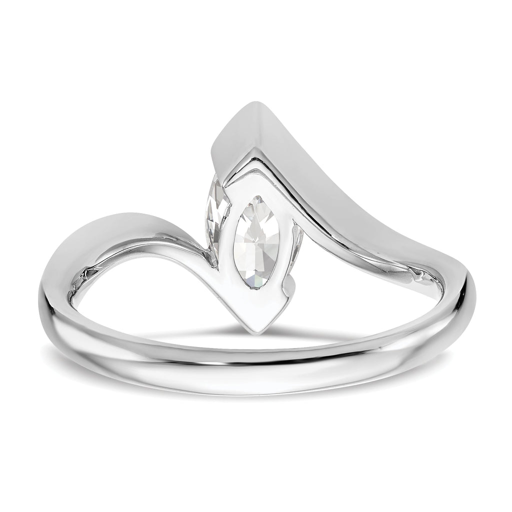 0.25ct CZ Solid 14k White Gold Marquise Bezel Solitaire Engagement Ring O365
