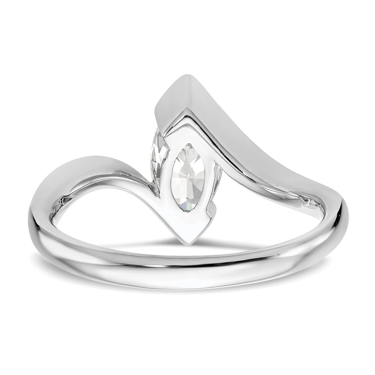0.25ct CZ Solid 14k White Gold Marquise Bezel Solitaire Engagement Ring O365