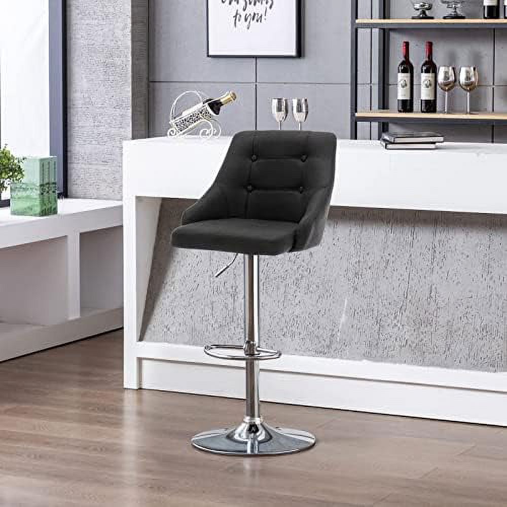 Yellow Adjustable Fabric Swivel Barstool with Back D33174