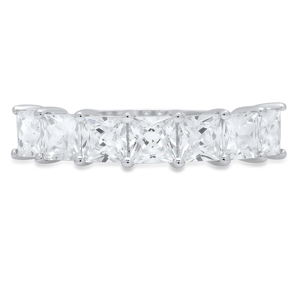 2.03 ct Princess Cut Natural Diamond VS1-VS2 J-K 18K White Gold Eternity Ring X460