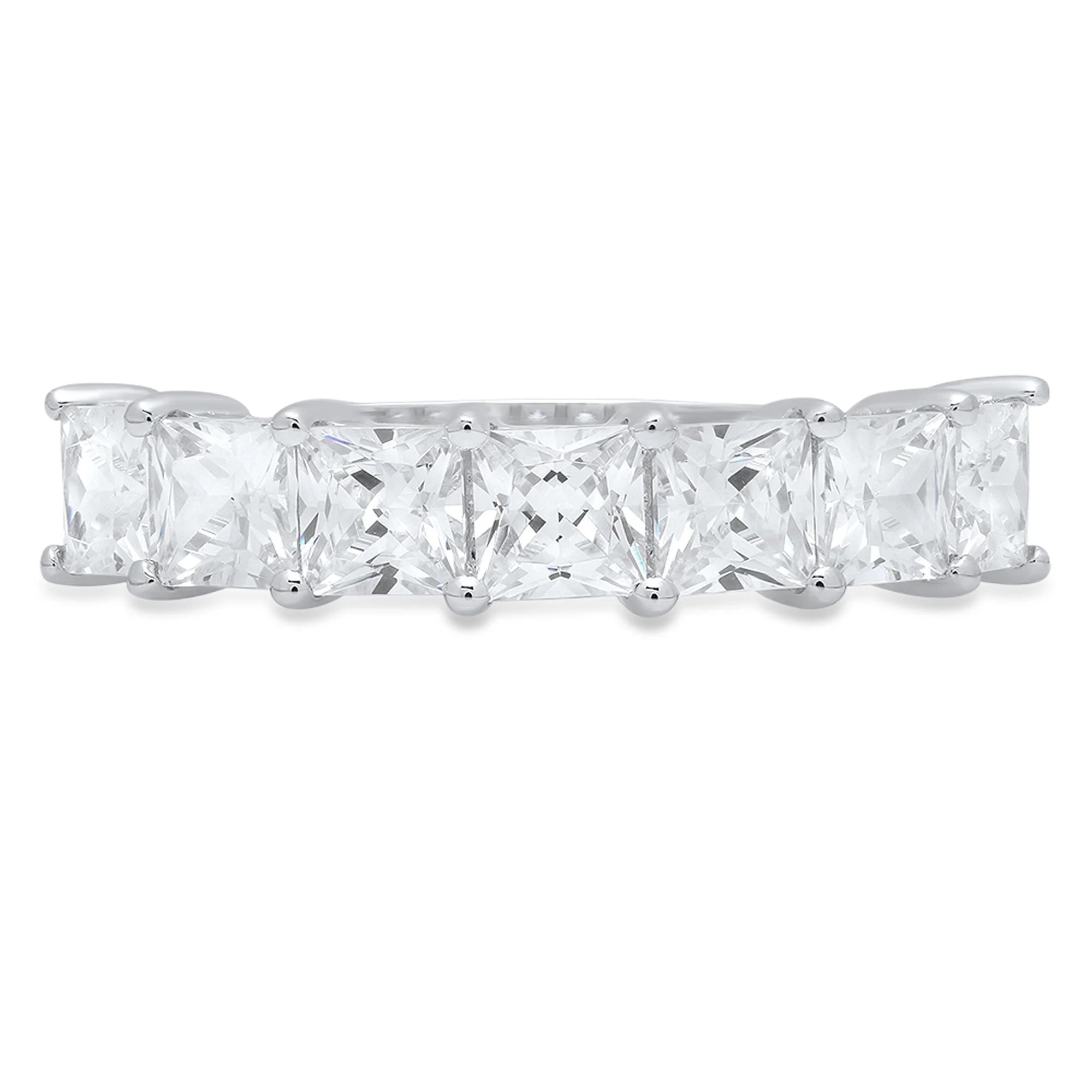 2.03 ct Princess Cut Natural Diamond VS1-VS2 J-K 18K White Gold Eternity Ring X460