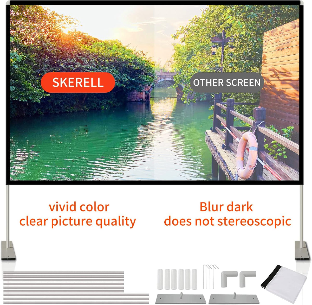 120 inch Portable Projection Screen with Stand and Carry Bag X8364