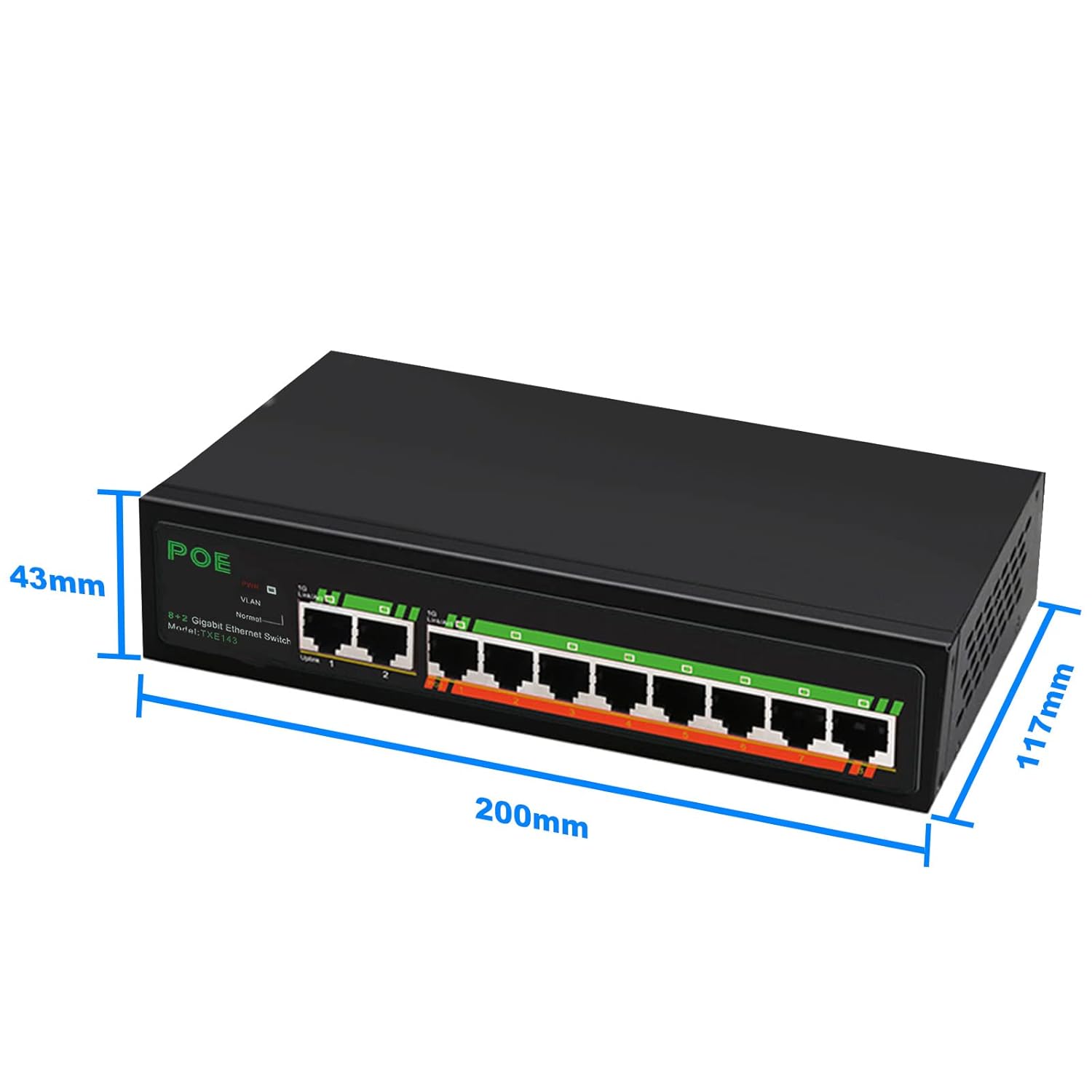 10 Port Gigabit PoE Switch, Unmanaged, Metal, Pack of 2 R670