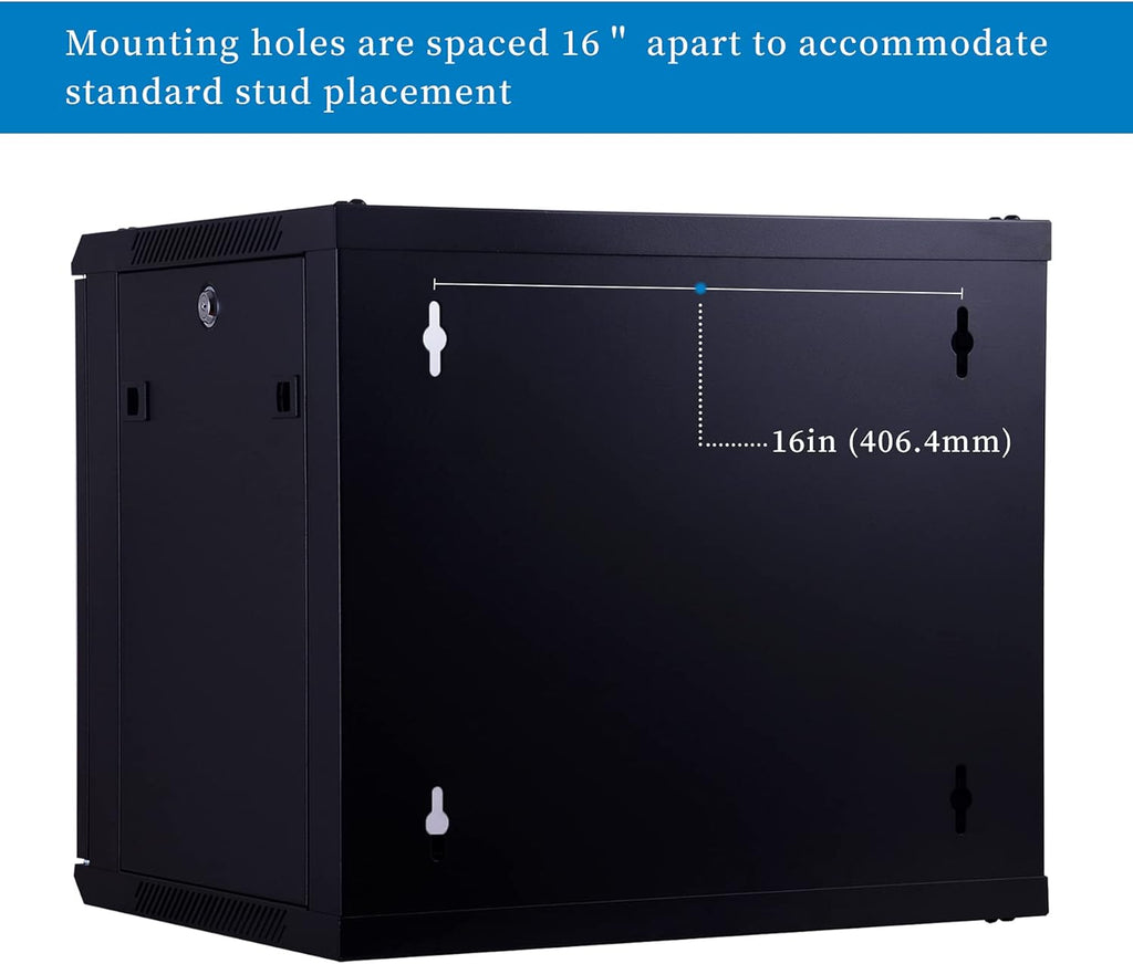 9U Wall Mount Server Cabinet Network Rack Enclosure, Black J2734