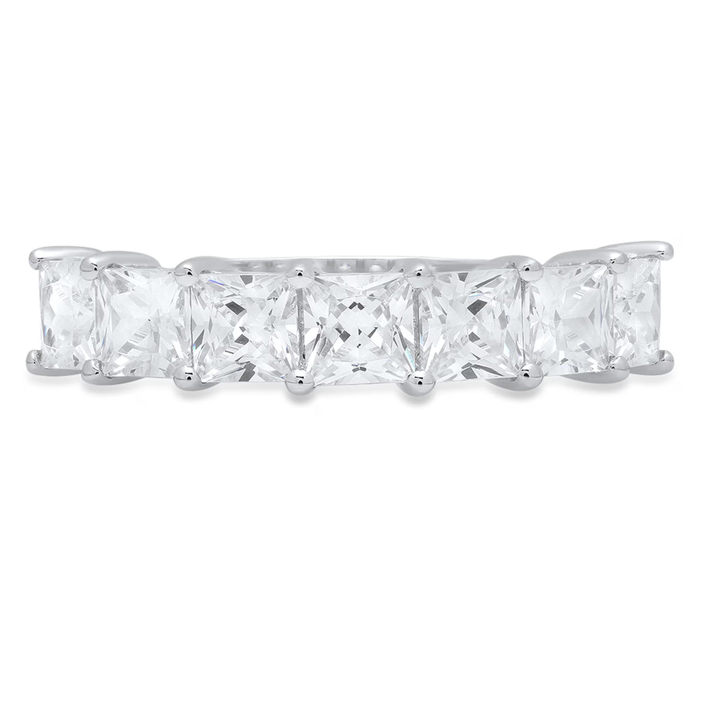 2.03 ct Princess Cut Natural Diamond VS1-VS2 J-K 18K White Gold Eternity Ring X460