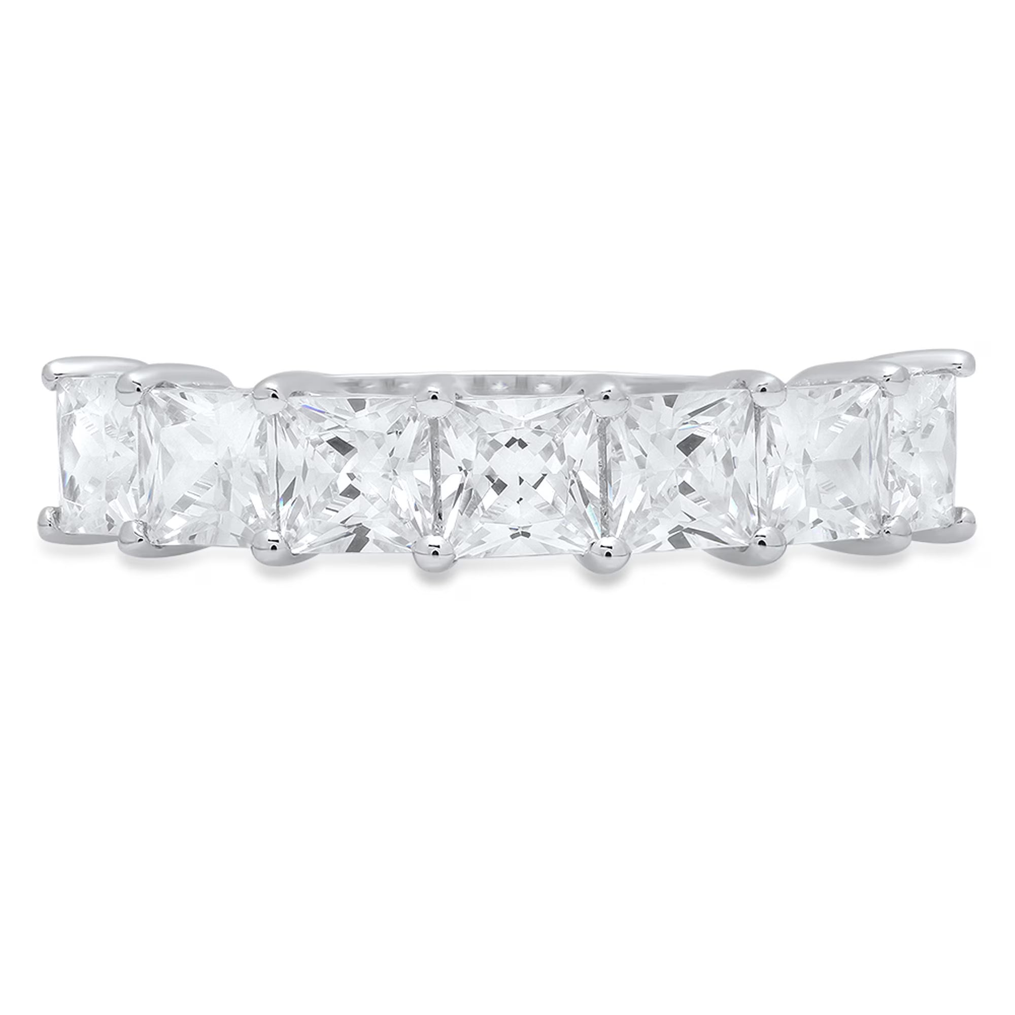 2.03 ct Princess Cut Natural Diamond VS1-VS2 J-K 18K White Gold Eternity Ring X460