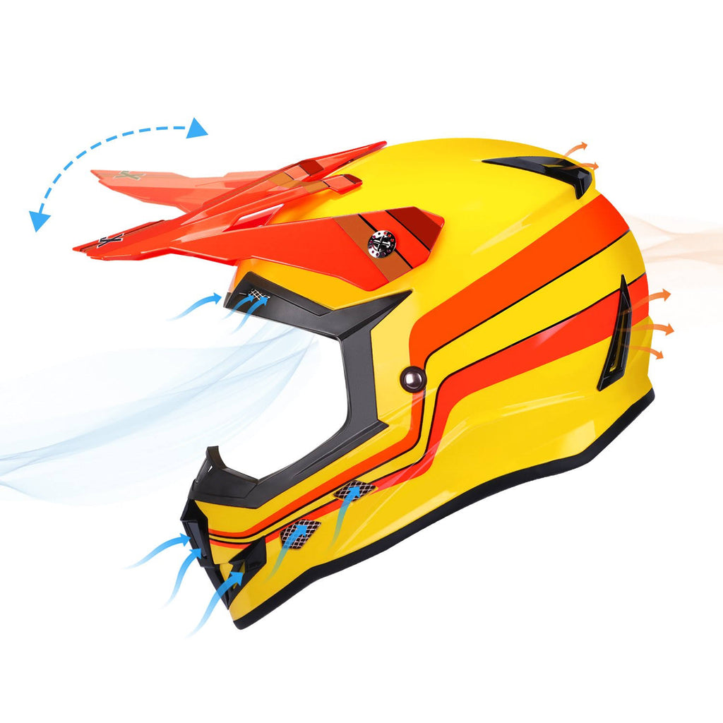 X-Large Kids ATV Dirt Bike Motocross Helmet Combo N997