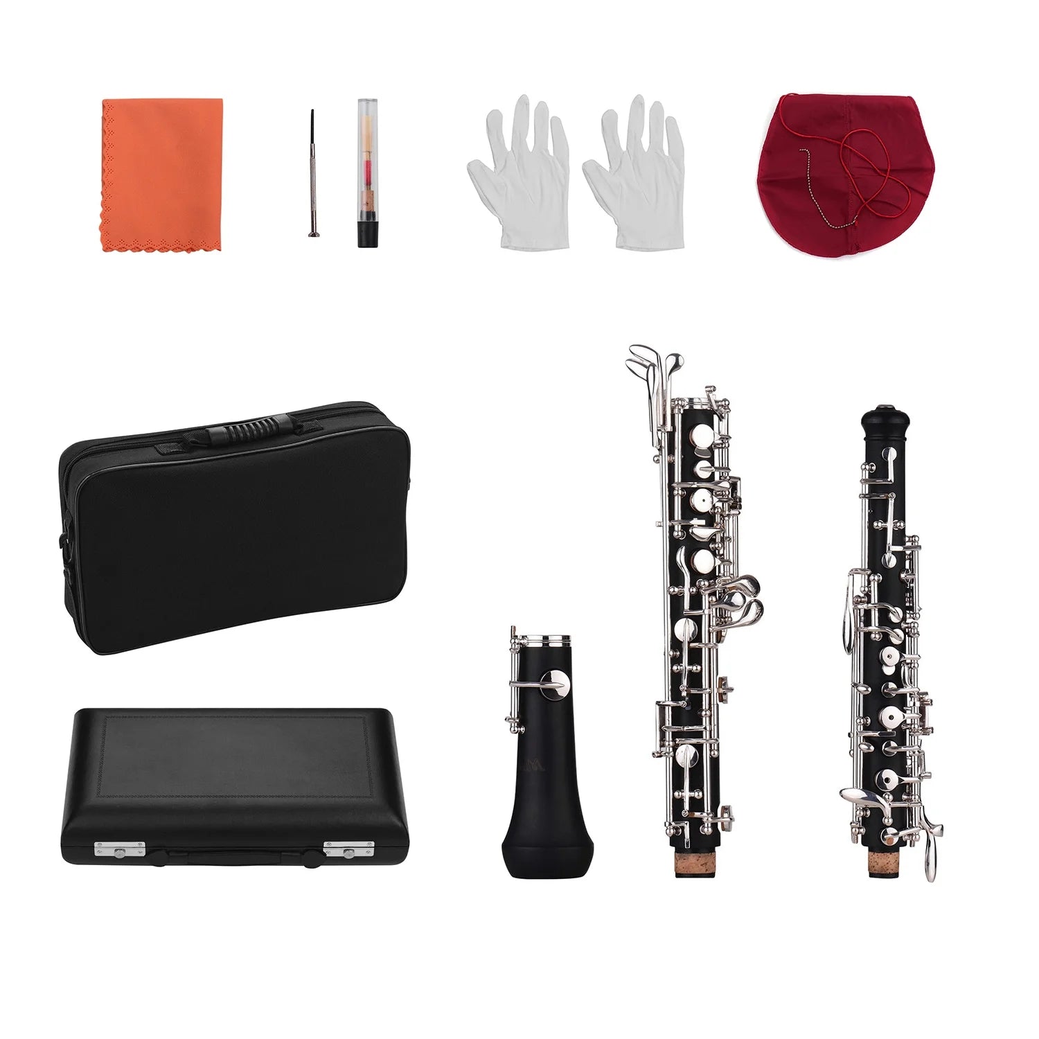 Nickel-plated Semi-automatic Oboe with Case and Cleaning Cloth M459