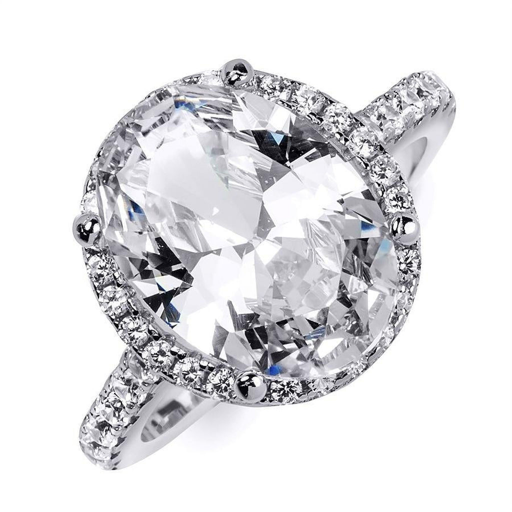 Oval Cut Halo Promise Engagement Ring Sterling Silver S9732