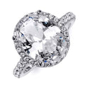 Oval Cut Halo Promise Engagement Ring Sterling Silver S9732