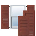 18x22W x 75x22H Exterior Real Wood Pine Open Louvered Shutters (Per Pair), Country Redwood B41259