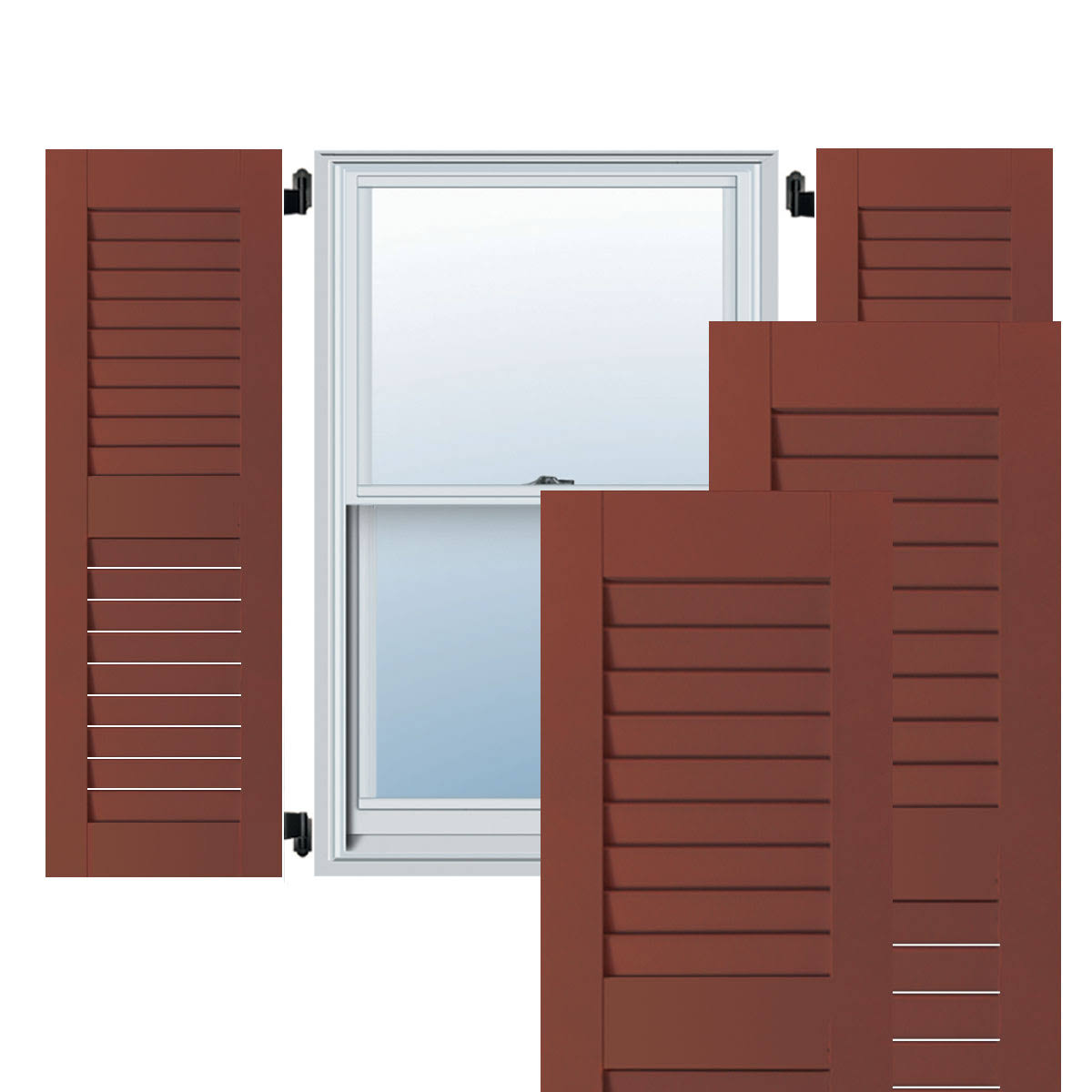 18x22W x 75x22H Exterior Real Wood Pine Open Louvered Shutters (Per Pair), Country Redwood B41259
