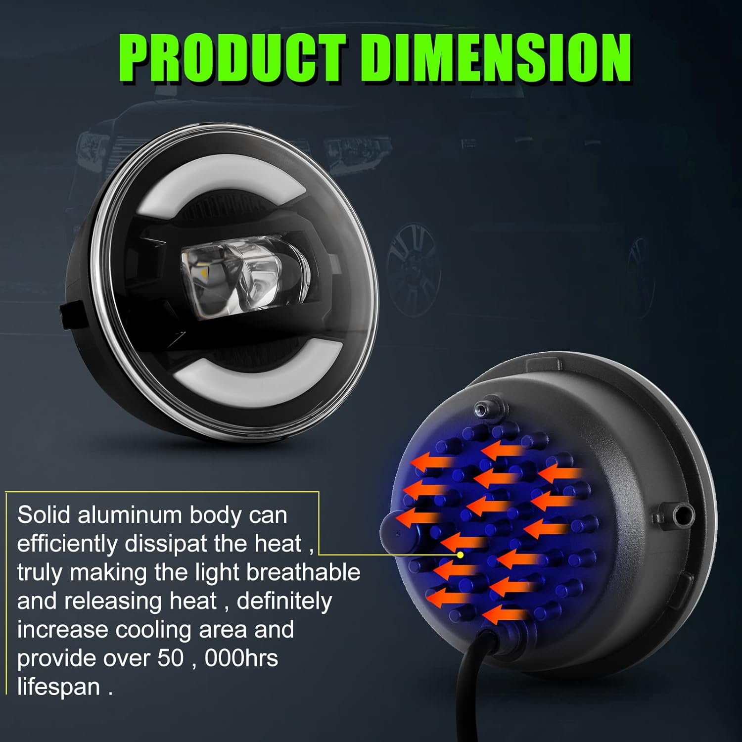 LED Fog Light Assembly with White DRL/Amber Turn Signal, Black, Pack of 2 U7768