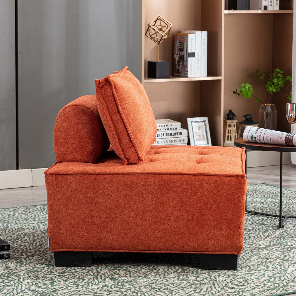 Modern Fabric Armless Modular Sofa Ottoman Orange R457