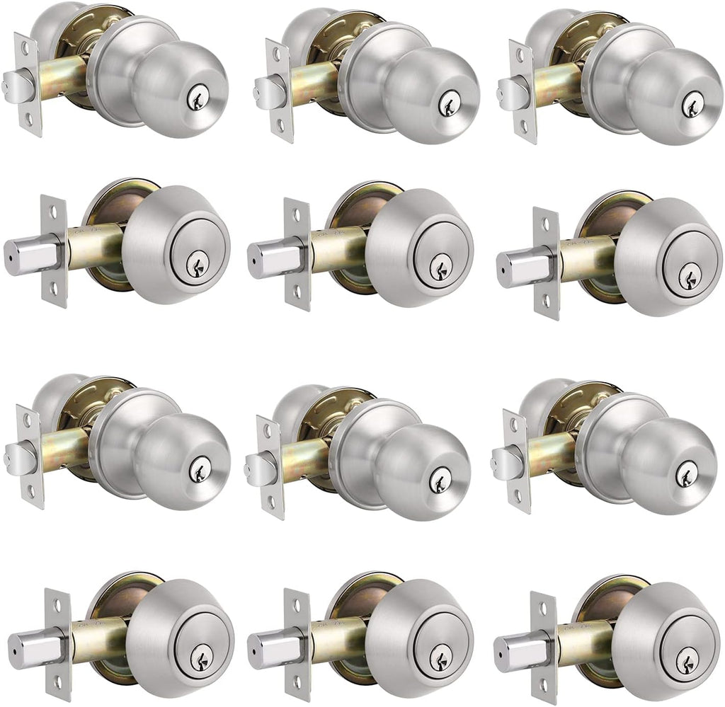 Front Door Handleset with Single Cylinder Deadbolt in Satin Nickel Finish L76321