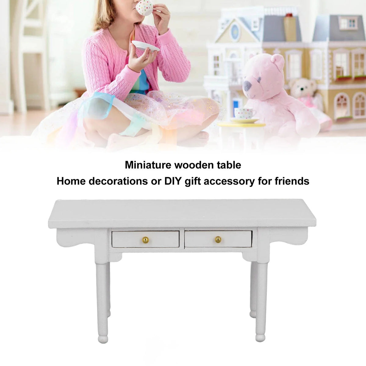 12 Desk Wooden Miniature Table Dollhouse Furniture W870