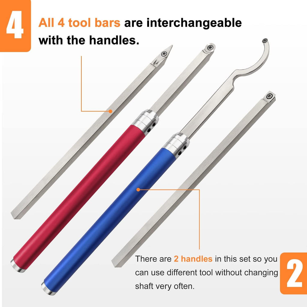 7pc Carbide Woodturning Tools with Detachable Alloy Handle G737