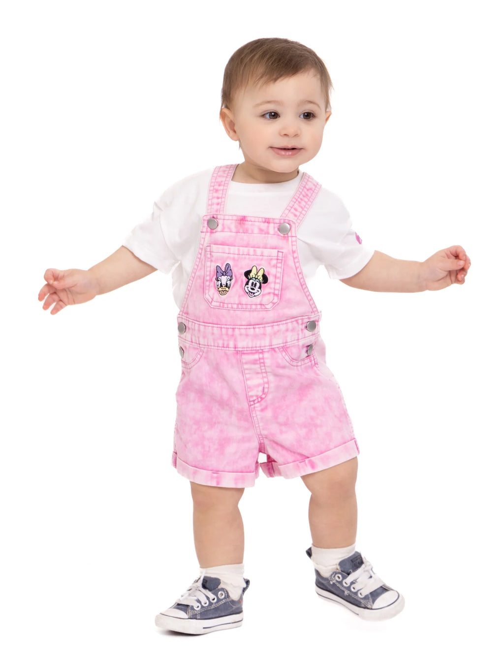Toddler Girls Top and Denim Shortalls M4212