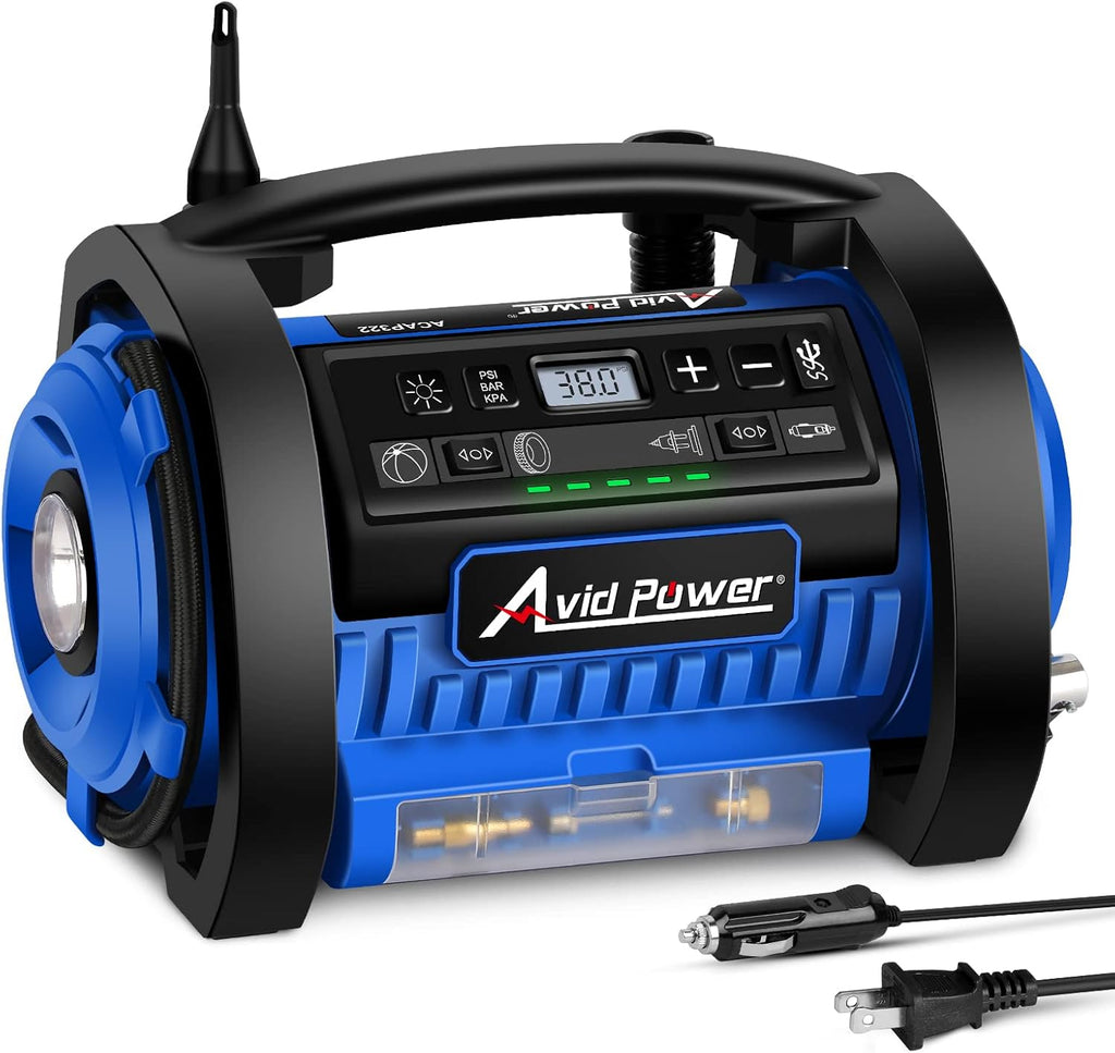 Tire Inflator Air Compressor, 12V DC / 110V AC Dual Power, Digital Pressure Gauge, Pack of 2 N4086