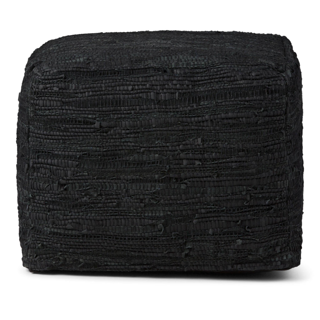 Genuine Leather Square Pouf - Grey G6956
