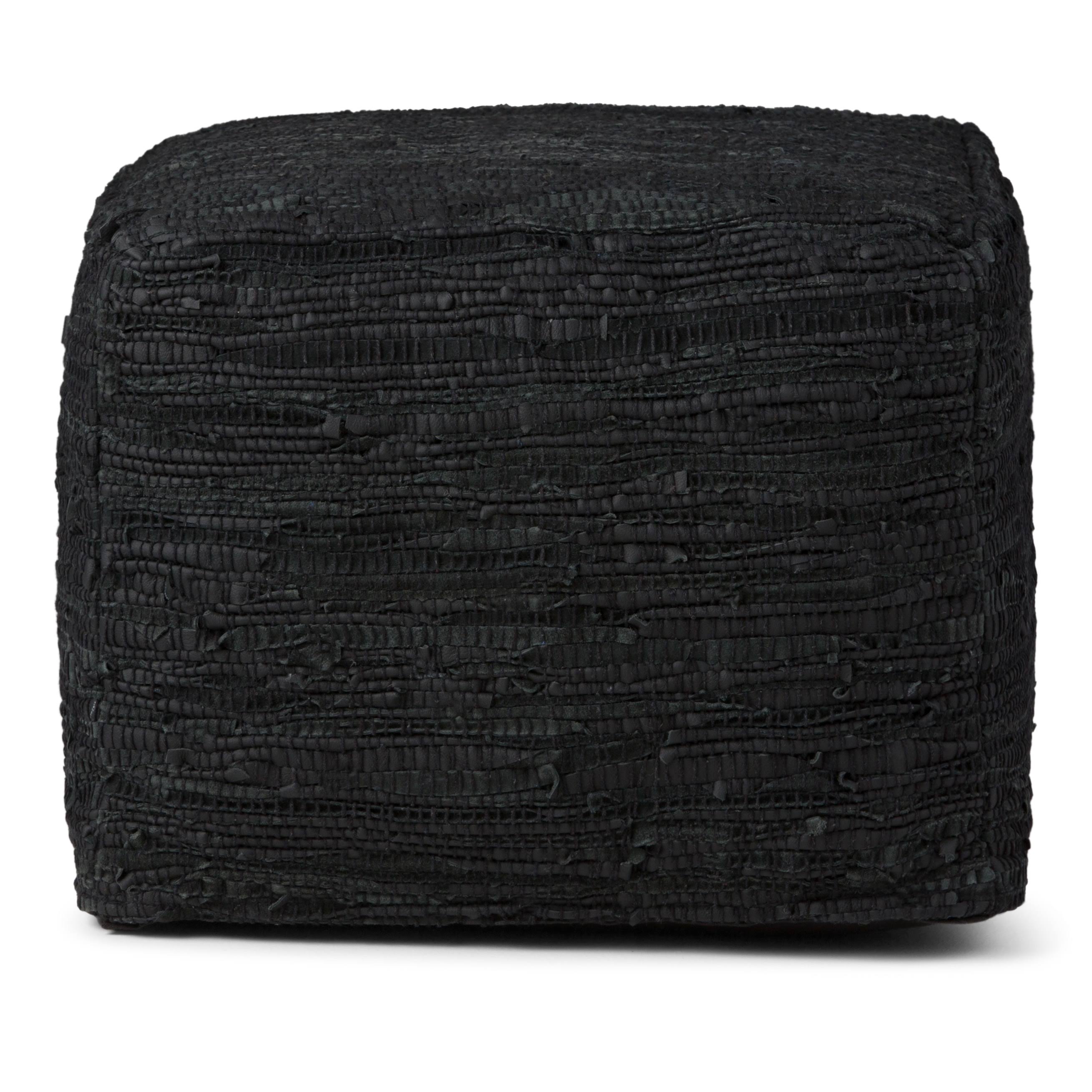 Genuine Leather Square Pouf - Grey G6956