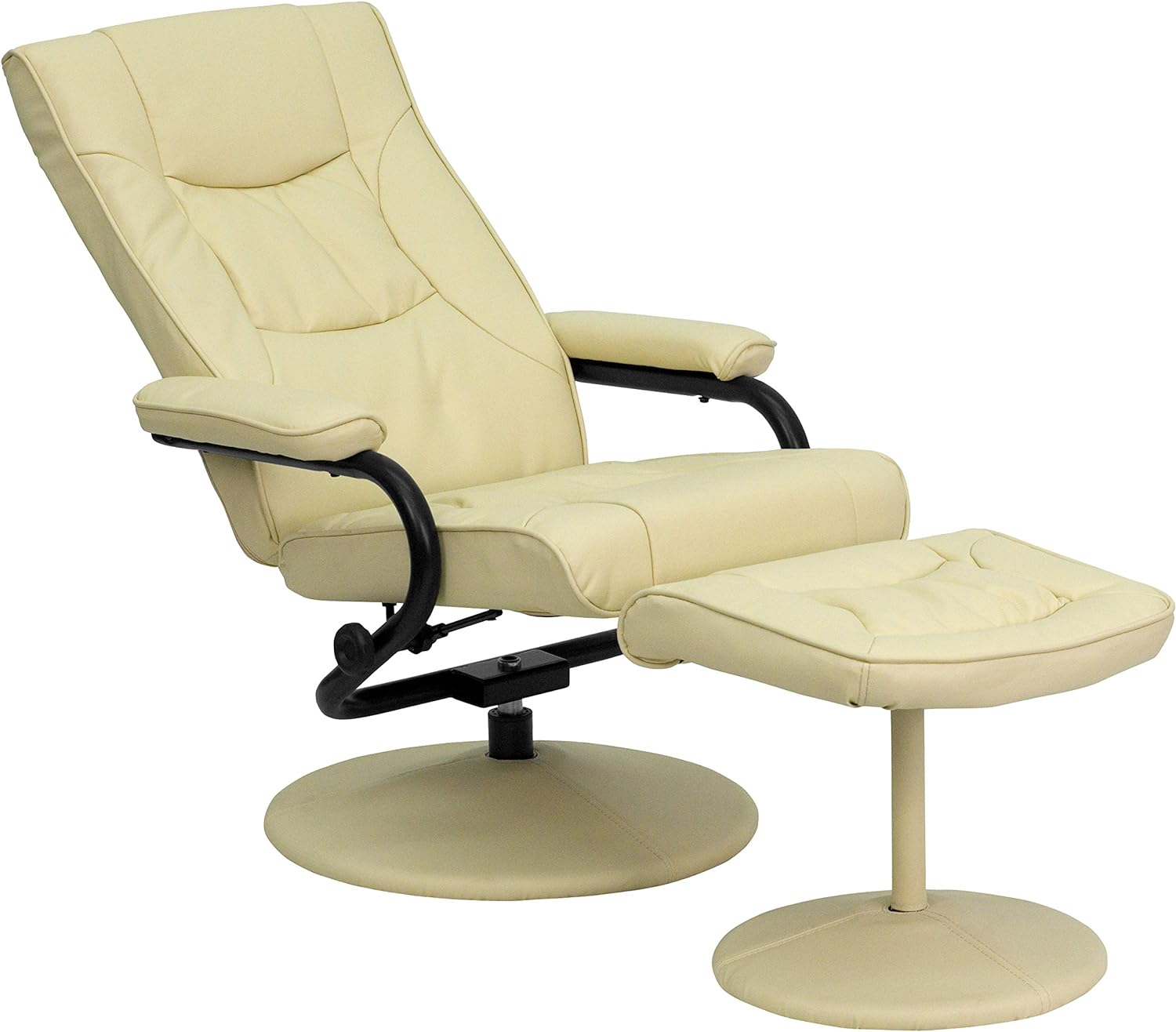 Cream Leathersoft Recliner/Ottoman H1179