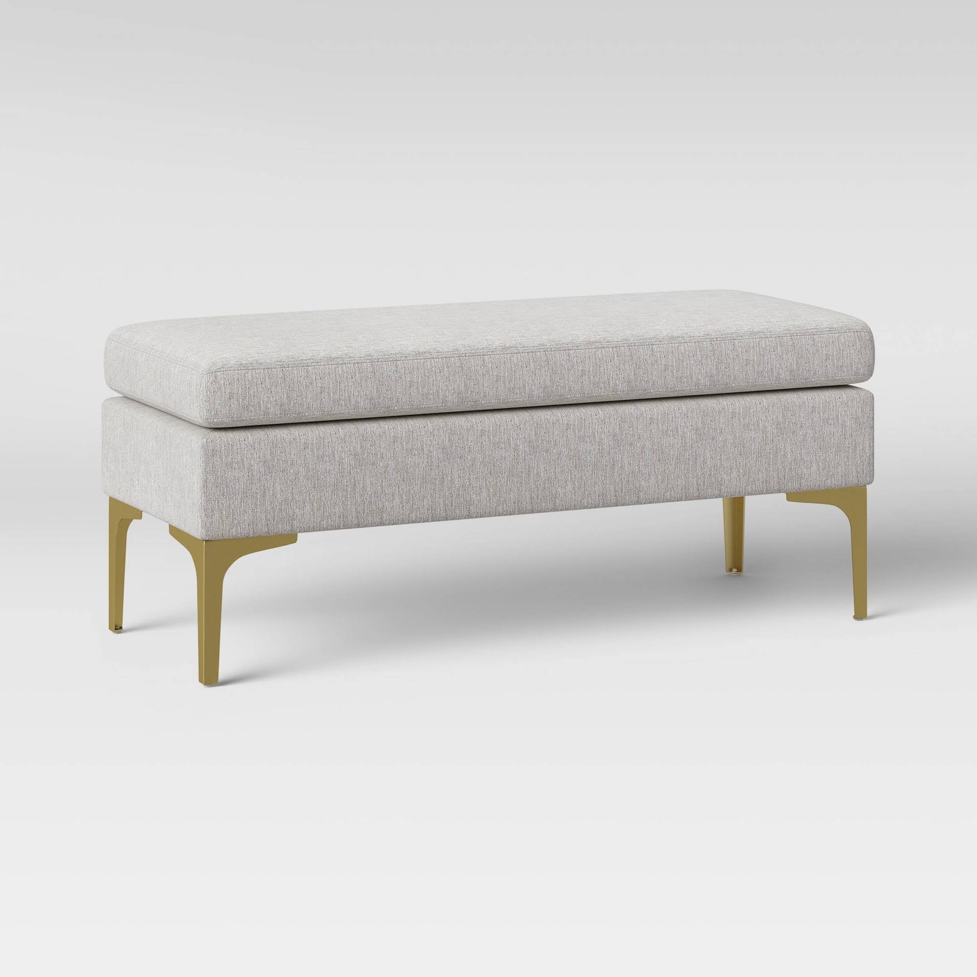 Beige Brass Leg Bench H30527