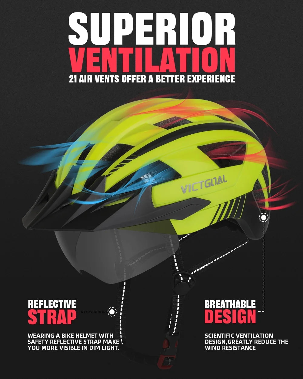 Bike Helmet with Visor and Goggles USB Rechargeable Light A627650